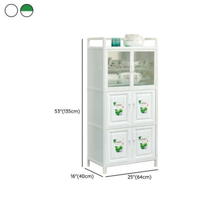 White Steel Rectangular Kitchen China Cabinet