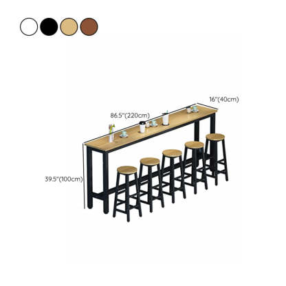Rectangular Wood Bar Table with Footrest — Brown