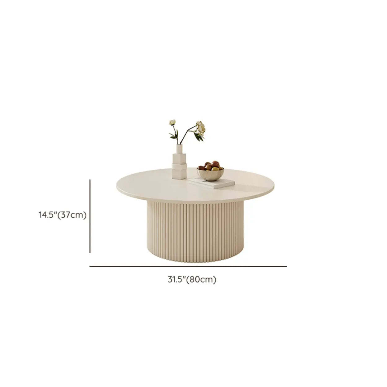 White Round Stone Steel Pedestal Nesting Coffee Tables