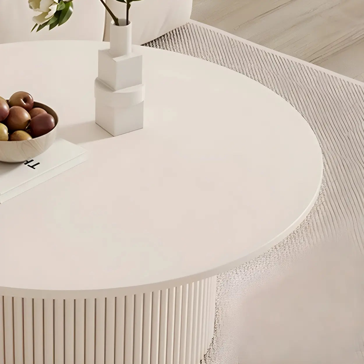 White Round Stone Steel Pedestal Nesting Coffee Tables