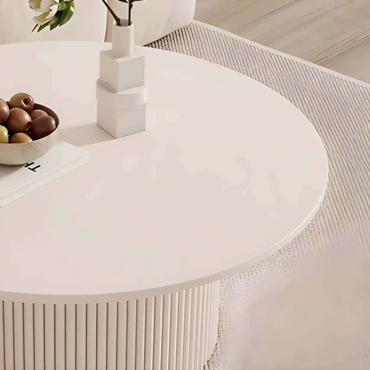 White Round Stone Steel Pedestal Nesting Coffee Tables