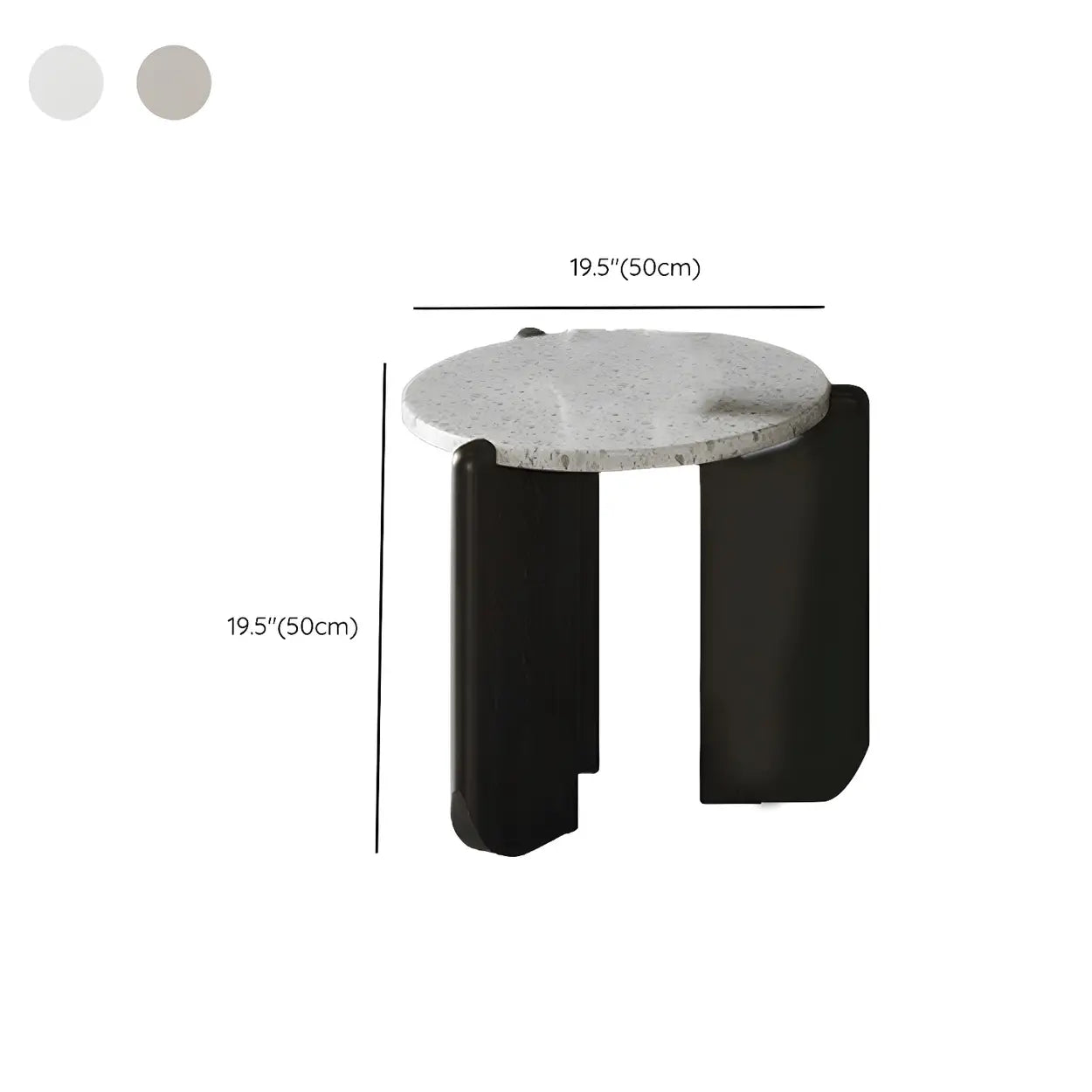 White Round Terrazzo Black Wood Base Coffee Table