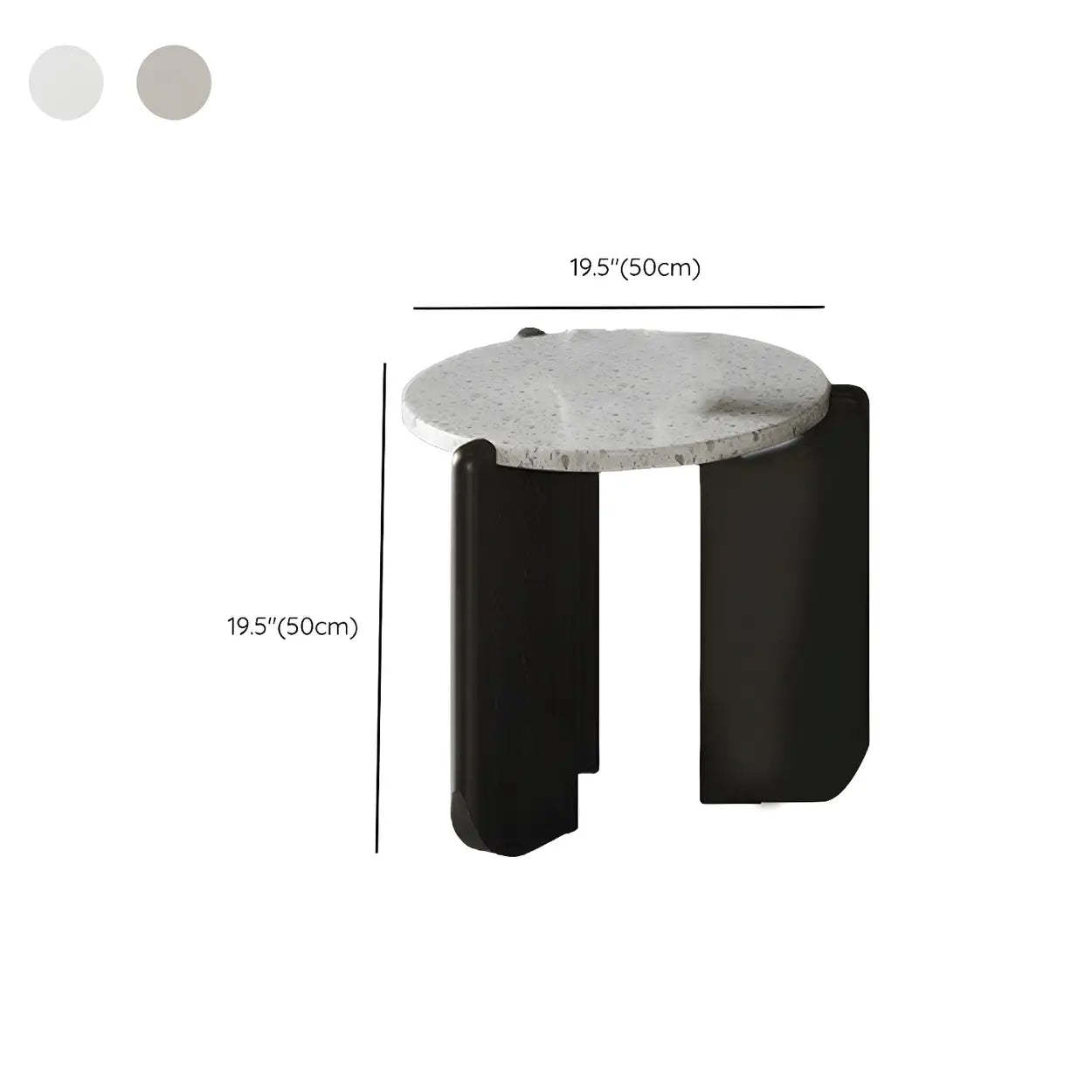 White Round Terrazzo Black Wood Base Coffee Table