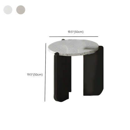 White Round Terrazzo Black Wood Base Coffee Table