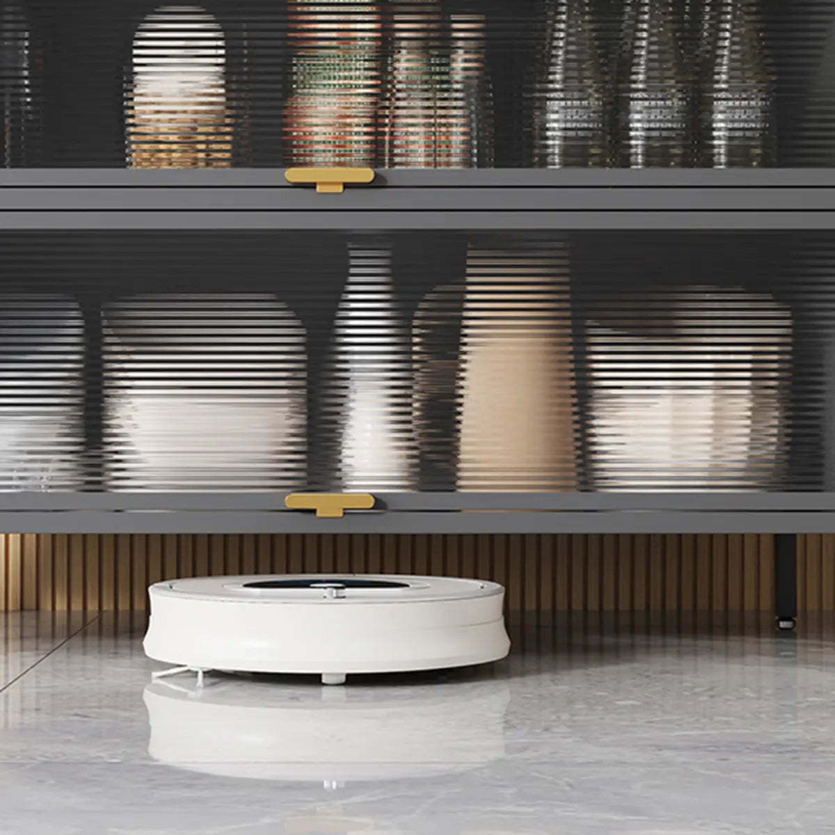 White Rust Resistant Steel Baker's Rack with Cabinet — Grey