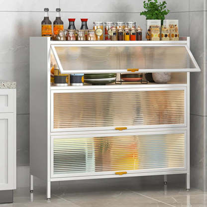 White Rust Resistant Steel Baker's Rack with Cabinet — Grey