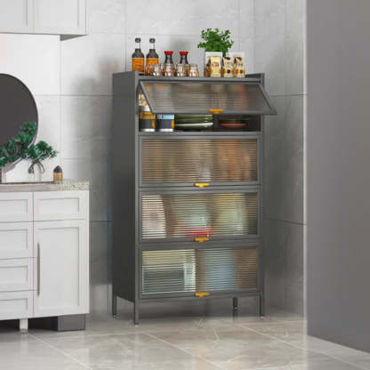 White Rust Resistant Steel Baker's Rack with Cabinet — White