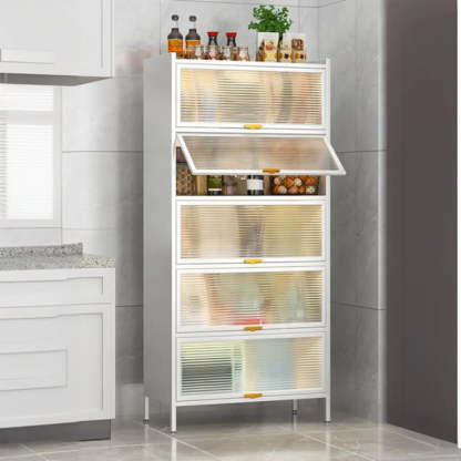 White Rust Resistant Steel Baker's Rack with Cabinet — Grey
