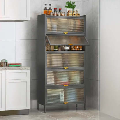 White Rust Resistant Steel Baker's Rack with Cabinet — White