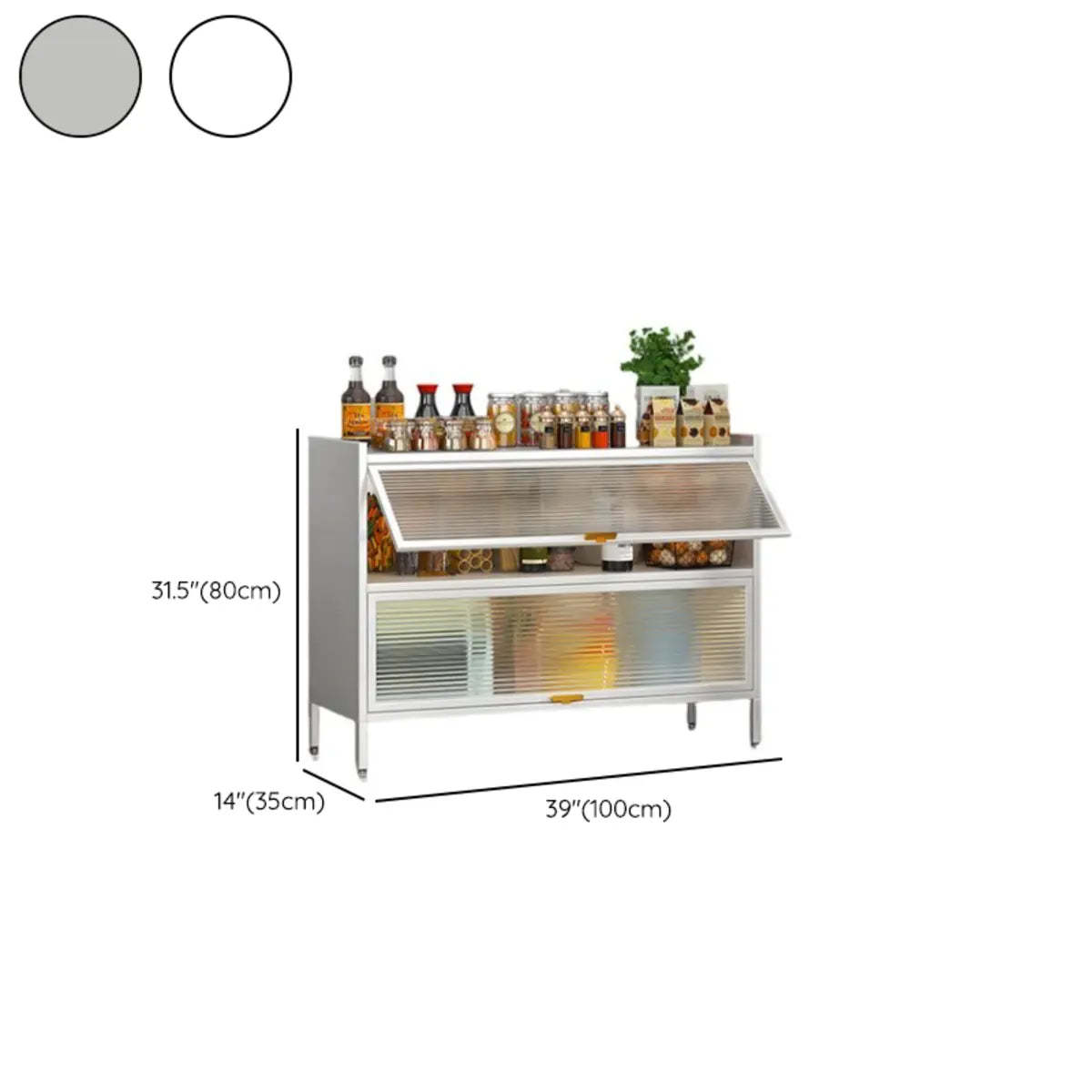 White Rust Resistant Steel Baker's Rack with Cabinet