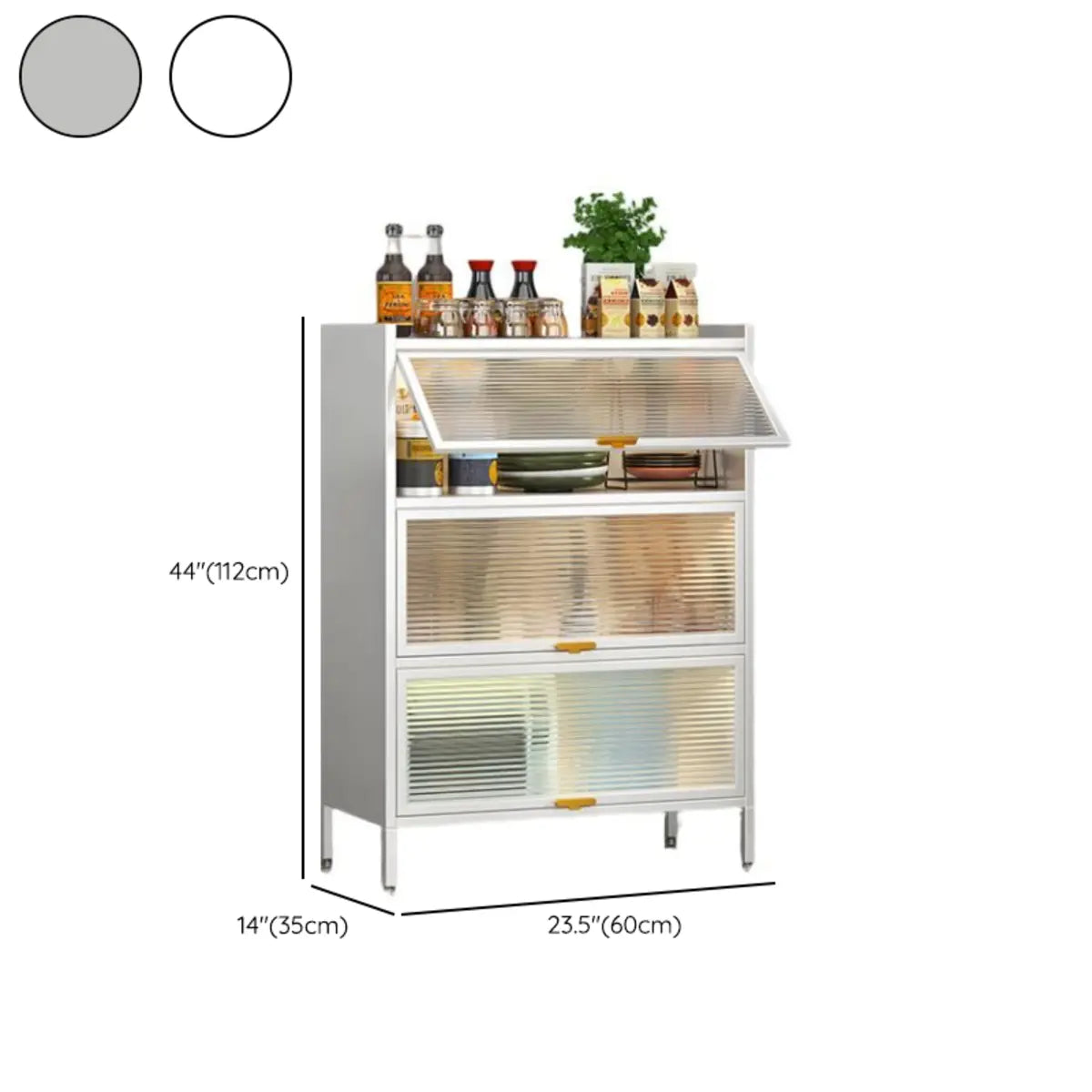 White Rust Resistant Steel Baker's Rack with Cabinet