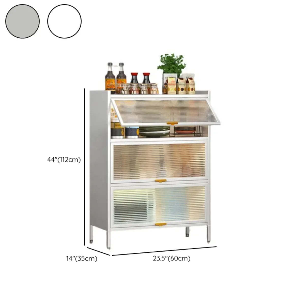 White Rust Resistant Steel Baker's Rack with Cabinet