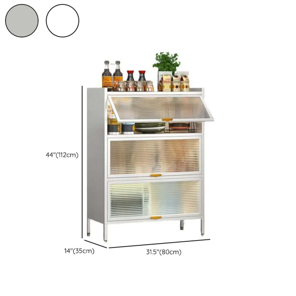 White Rust Resistant Steel Baker's Rack with Cabinet