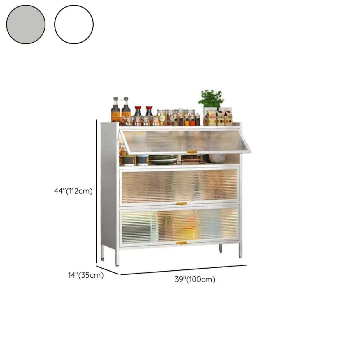 White Rust Resistant Steel Baker's Rack with Cabinet