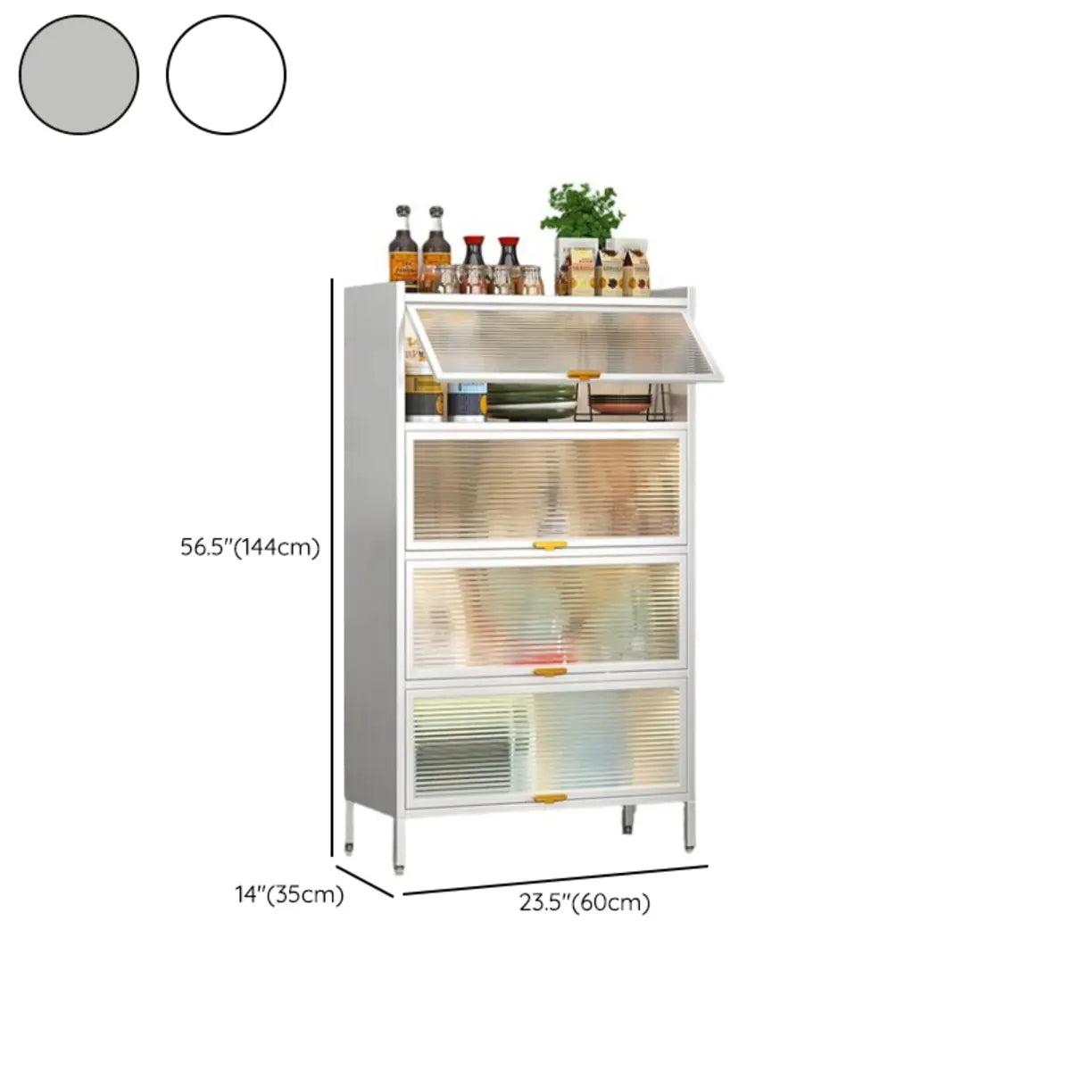 White Rust Resistant Steel Baker's Rack with Cabinet