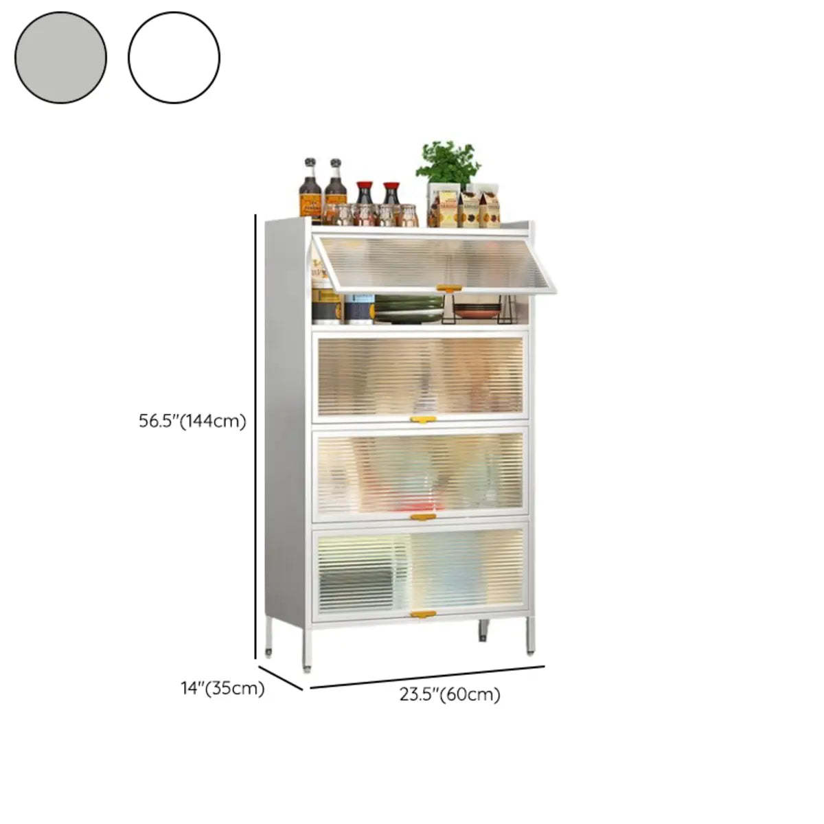 White Rust Resistant Steel Baker's Rack with Cabinet