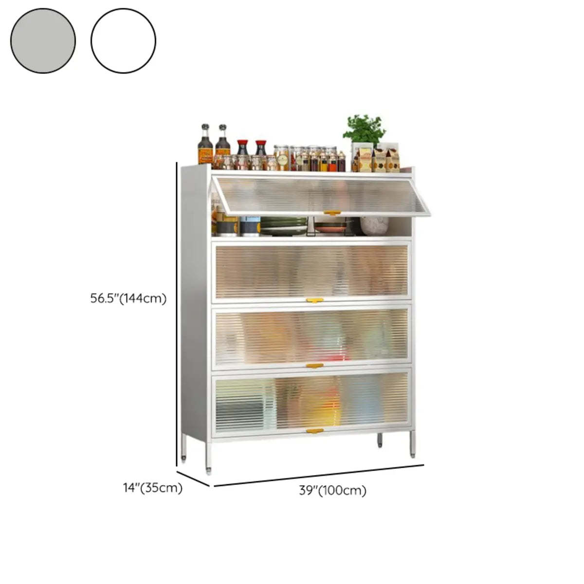 White Rust Resistant Steel Baker's Rack with Cabinet