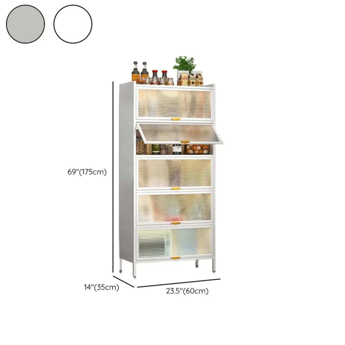 White Rust Resistant Steel Baker's Rack with Cabinet