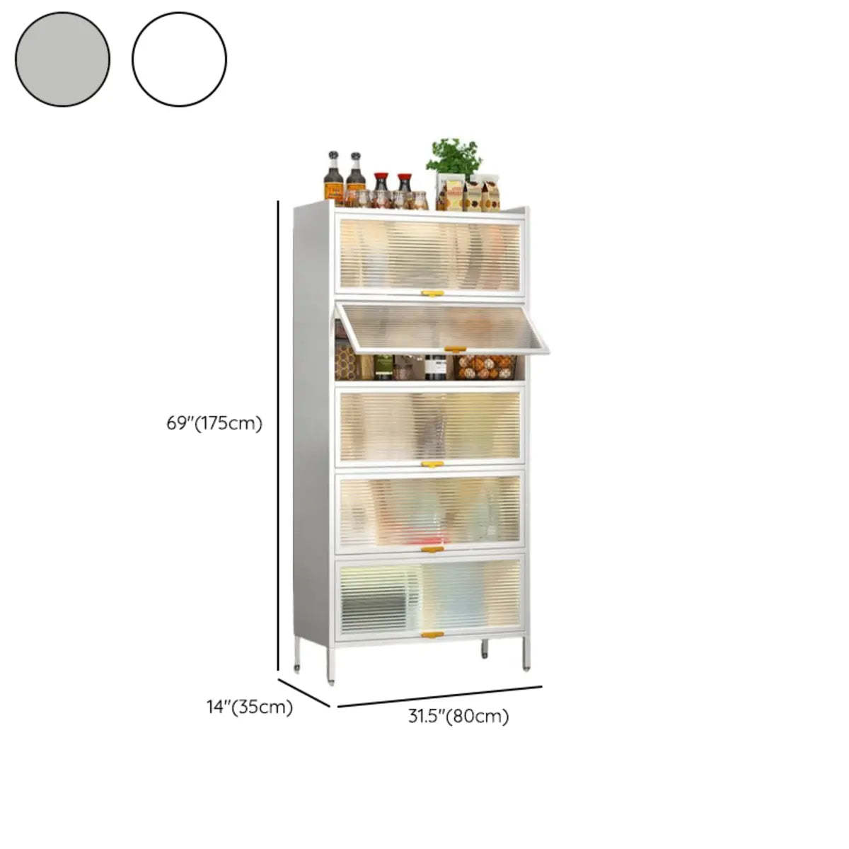 White Rust Resistant Steel Baker's Rack with Cabinet