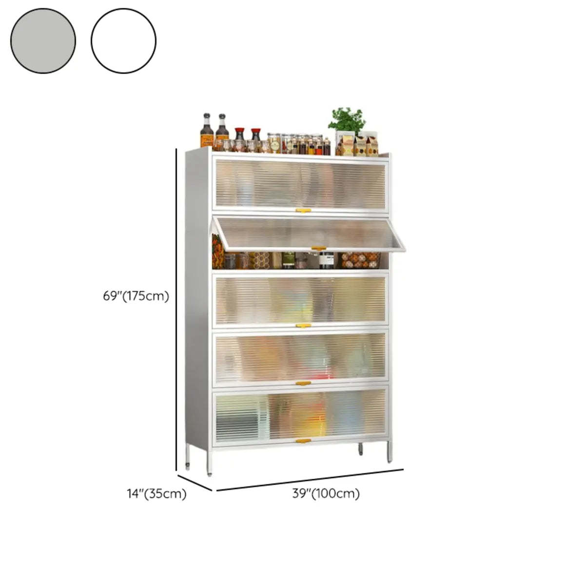 White Rust Resistant Steel Baker's Rack with Cabinet