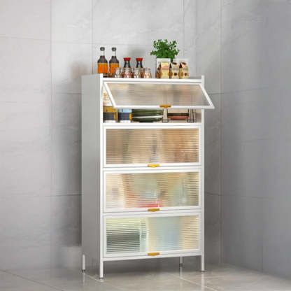 White Rust Resistant Steel Baker's Rack with Cabinet — White