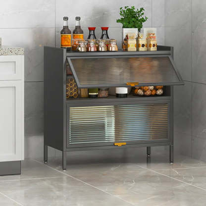 White Rust Resistant Steel Baker's Rack with Cabinet — Grey
