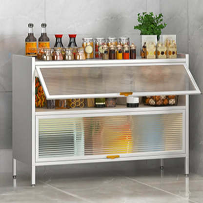 White Rust Resistant Steel Baker's Rack with Cabinet — Grey