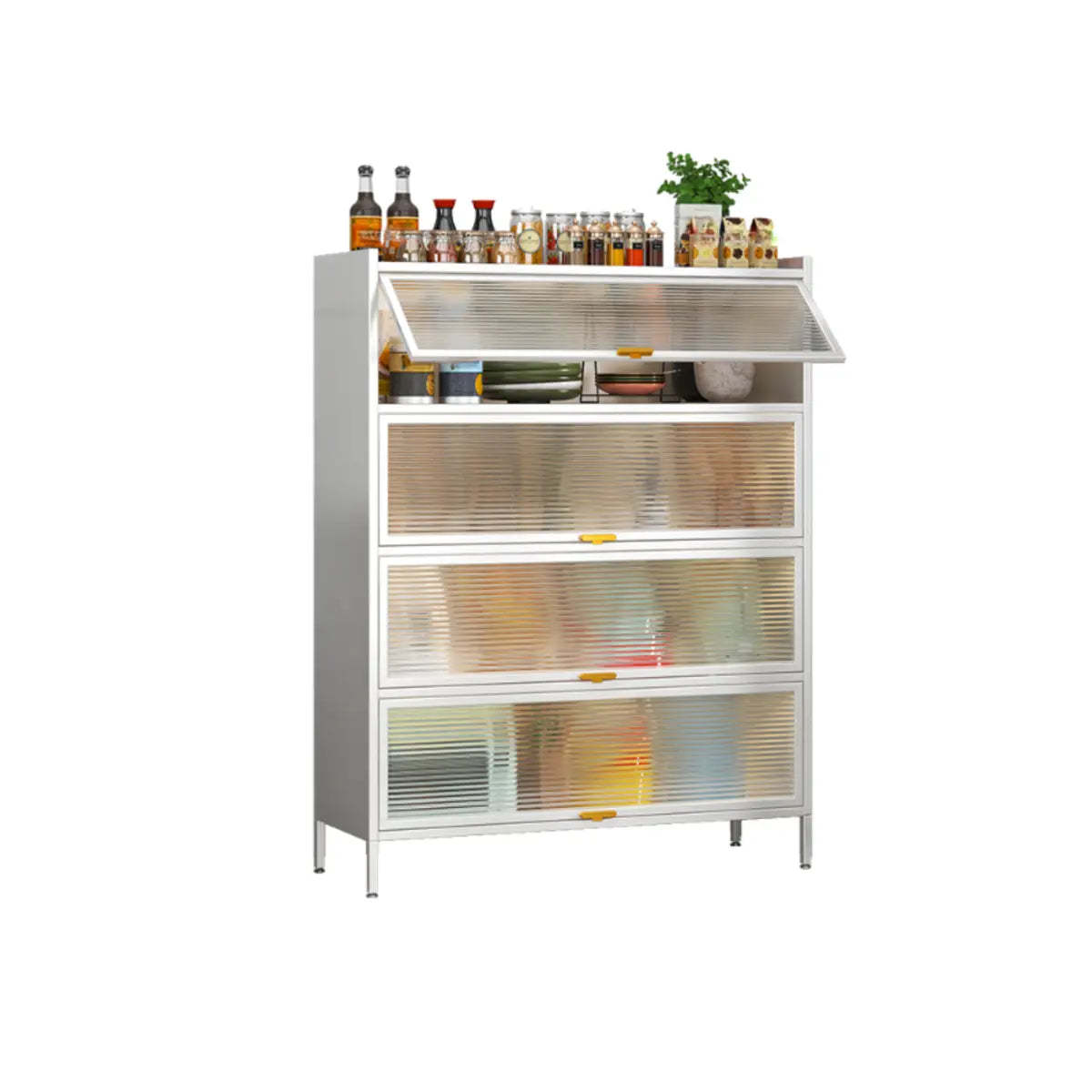 White Rust Resistant Steel Baker's Rack with Cabinet — Grey