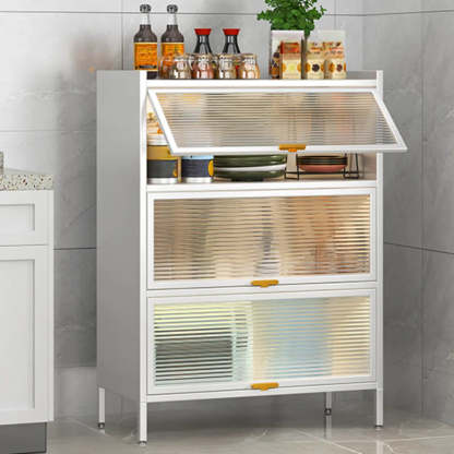White Rust Resistant Steel Baker's Rack with Cabinet — White