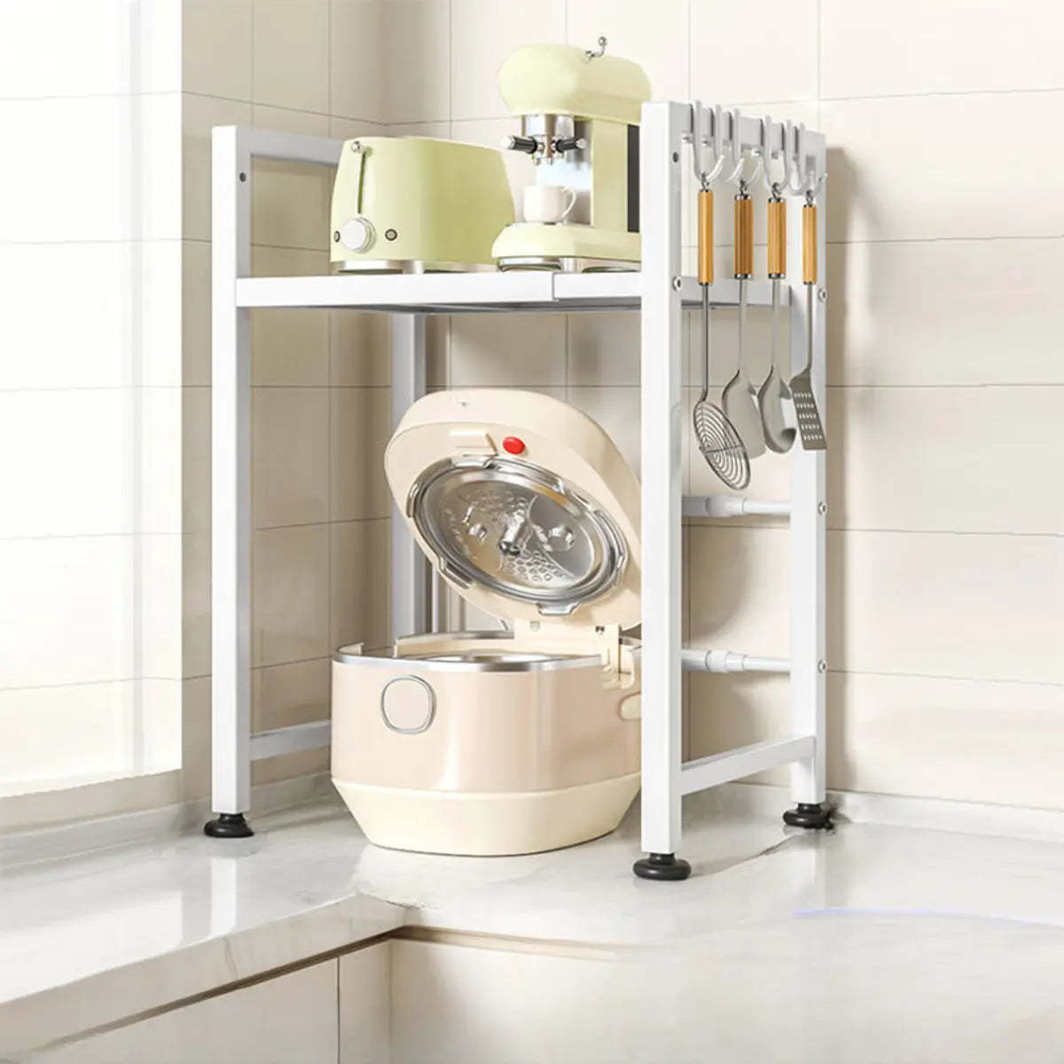 White Rust Resistant Steel Baker's Rack with Shelves