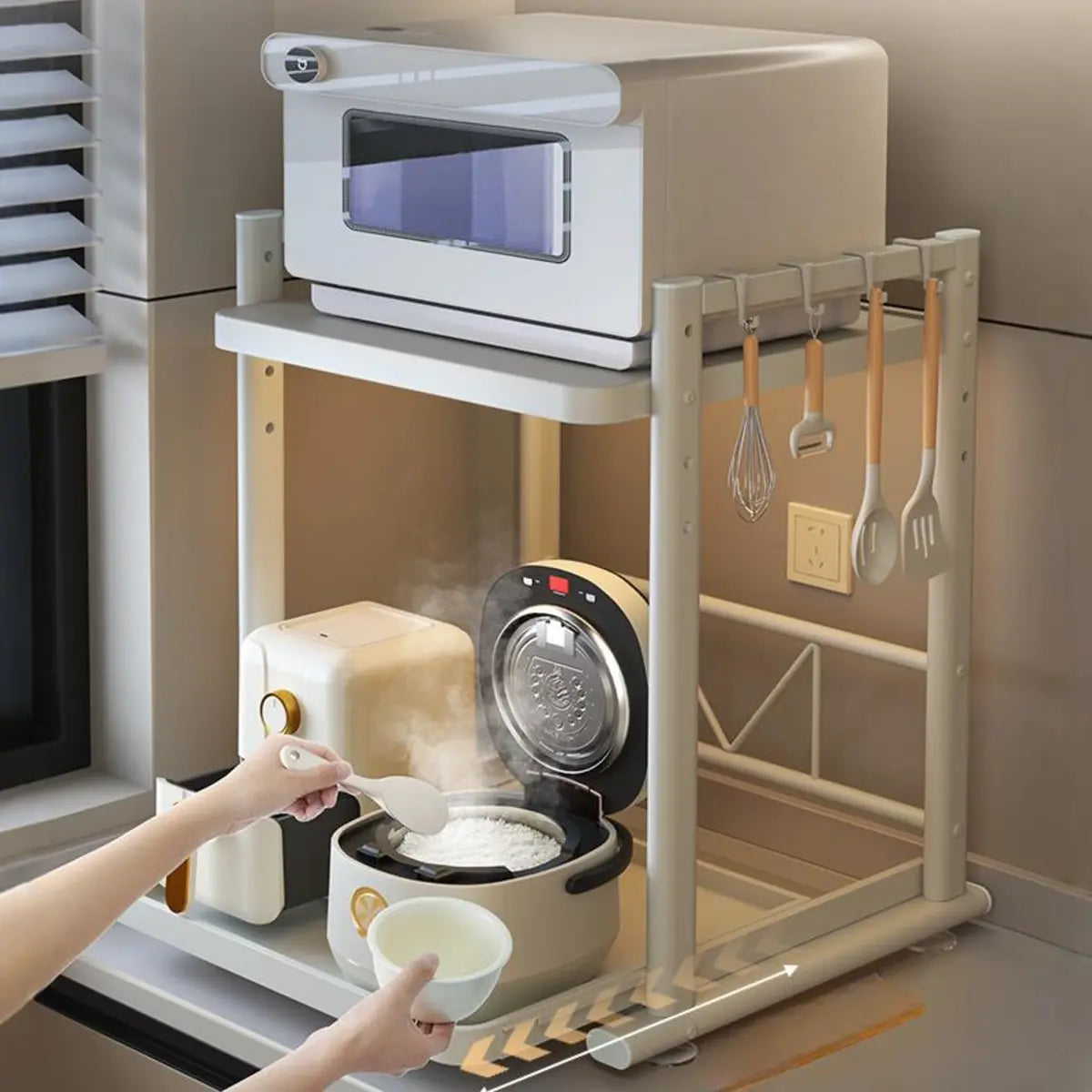White Rust Resistant Steel Baker's Rack with Shelves — Grey