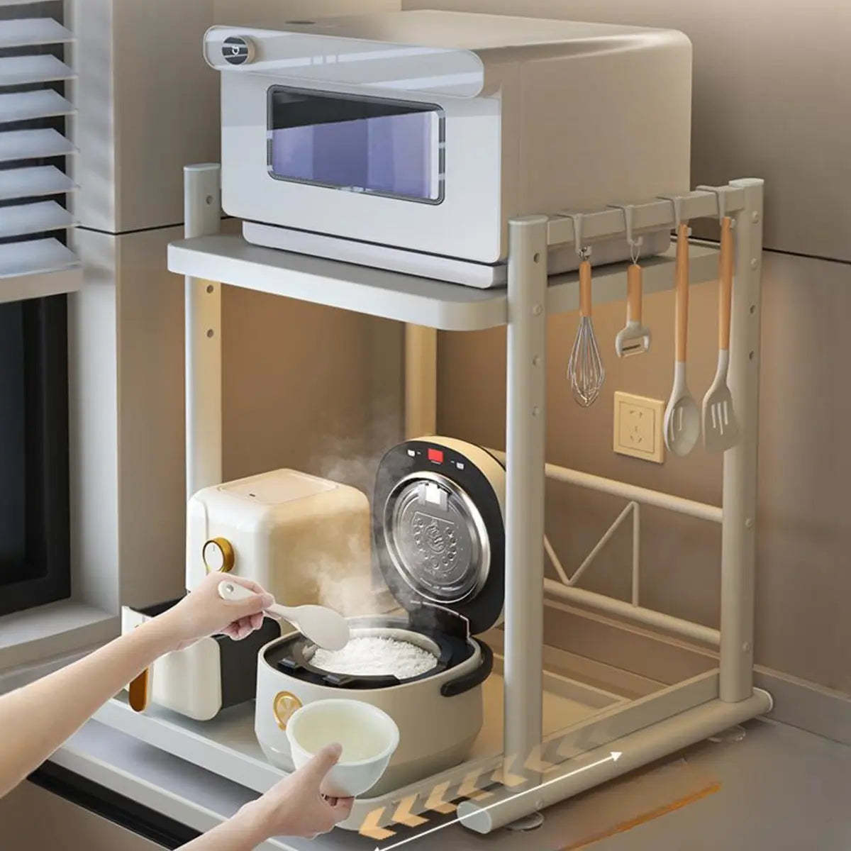 White Rust Resistant Steel Baker's Rack with Shelves — Grey