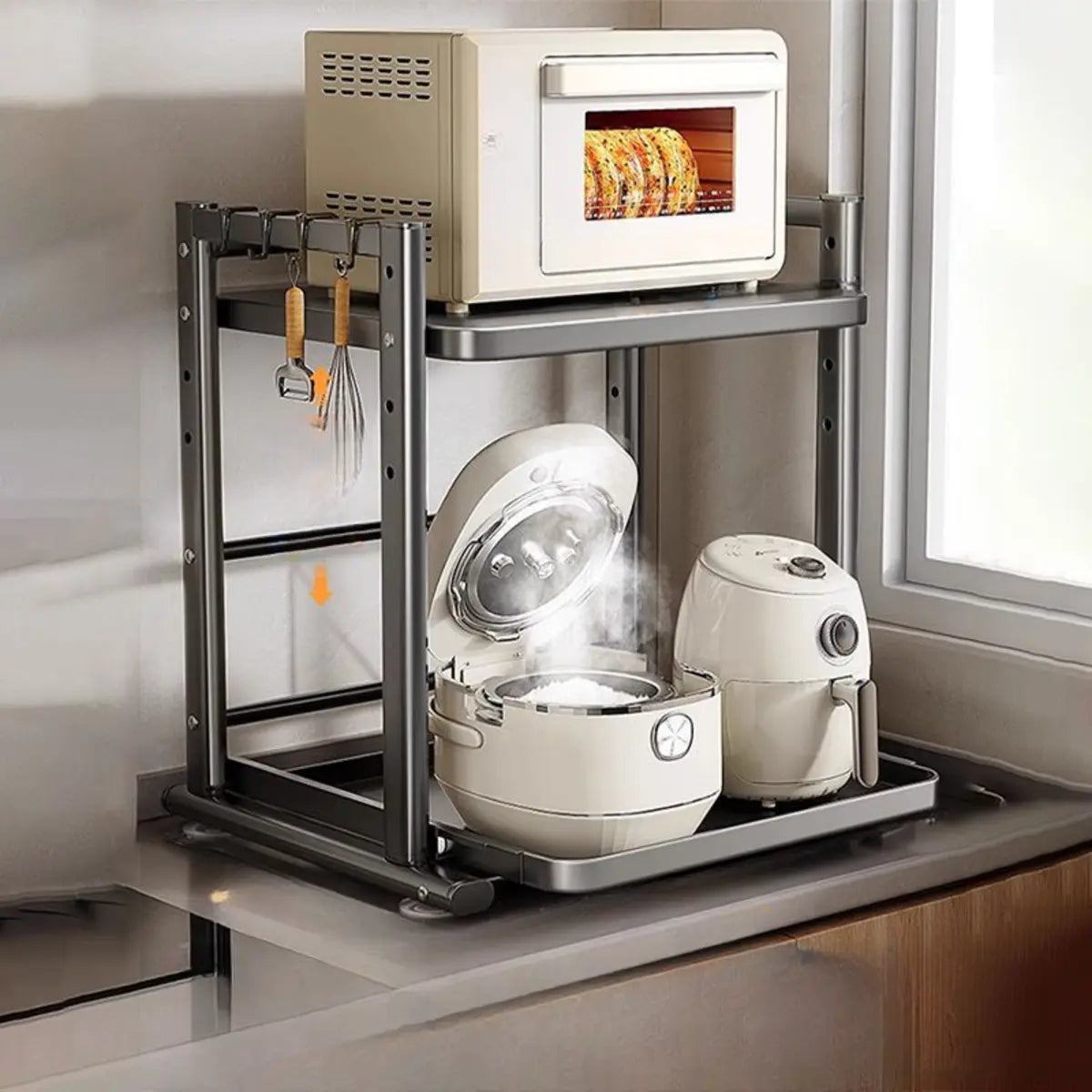 White Rust Resistant Steel Baker's Rack with Shelves — Grey