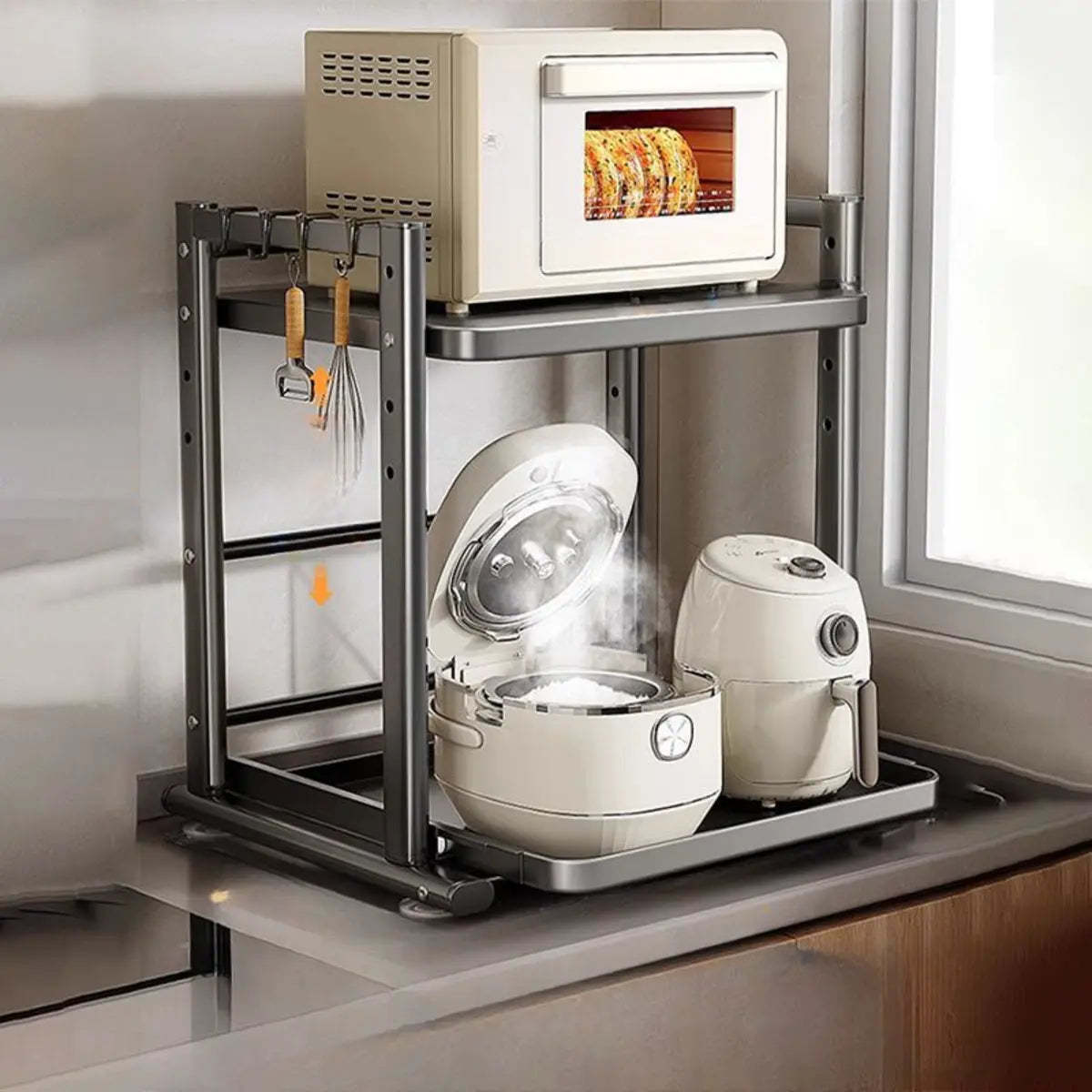 White Rust Resistant Steel Baker's Rack with Shelves — Grey
