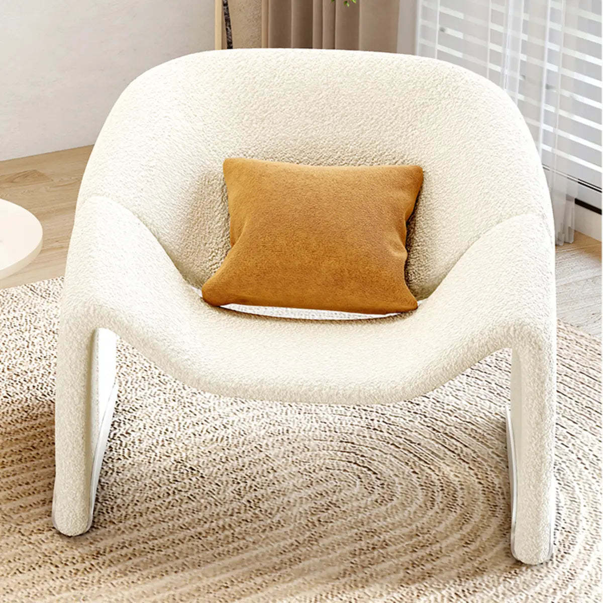White Scratch-Resistant Sherpa Sloped-Arm Arm Chair
