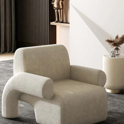 White Sherpa Low-Back Arm Chair — Light Blue / Tech Cloth