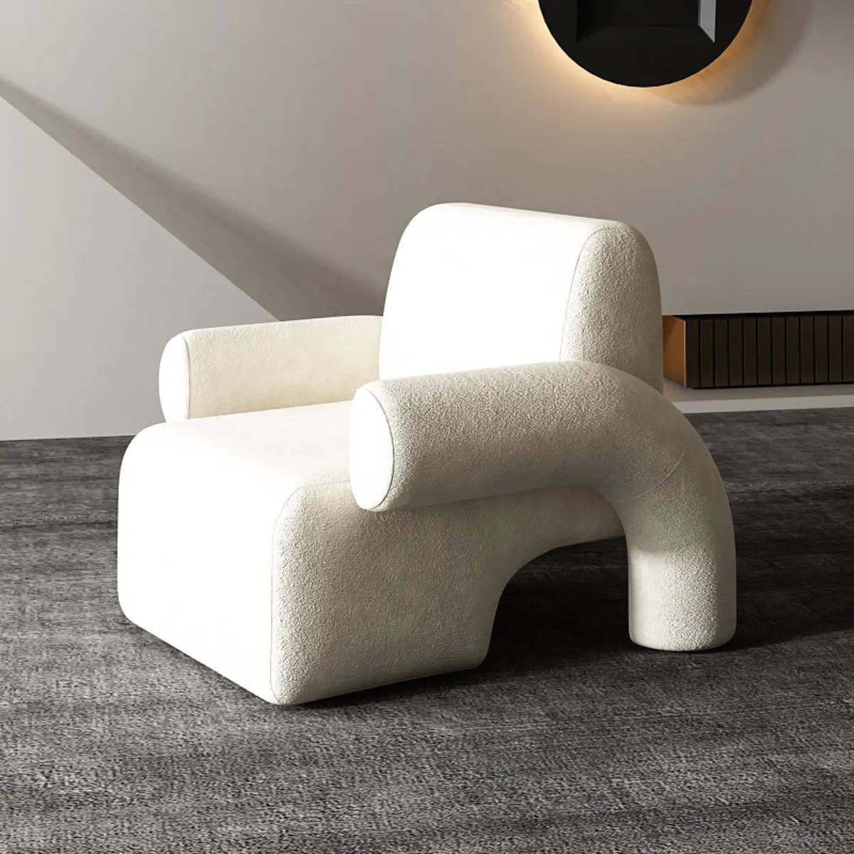 White Sherpa Low-Back Arm Chair
