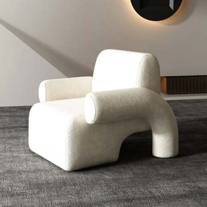White Sherpa Low-Back Arm Chair