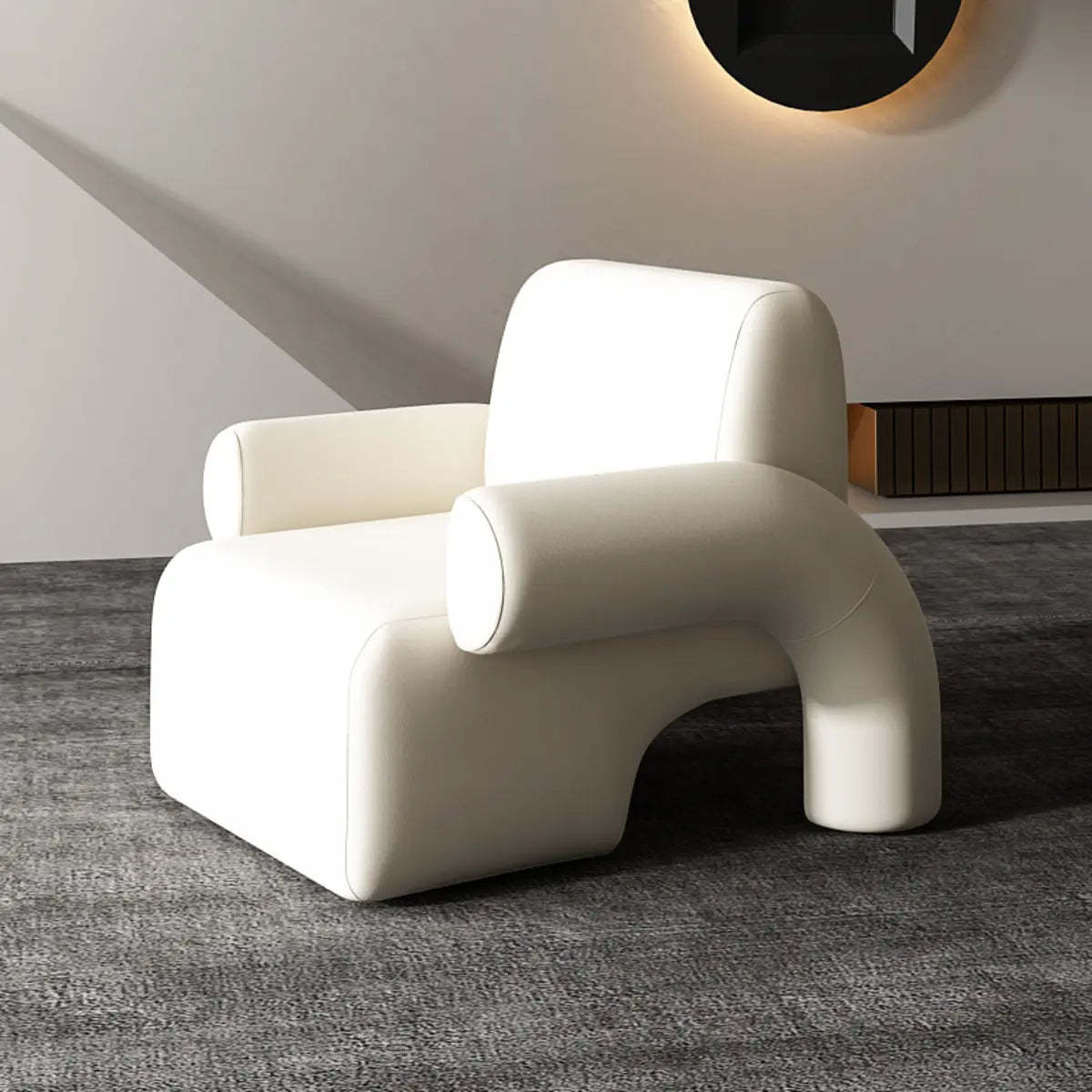 White Sherpa Low-Back Arm Chair