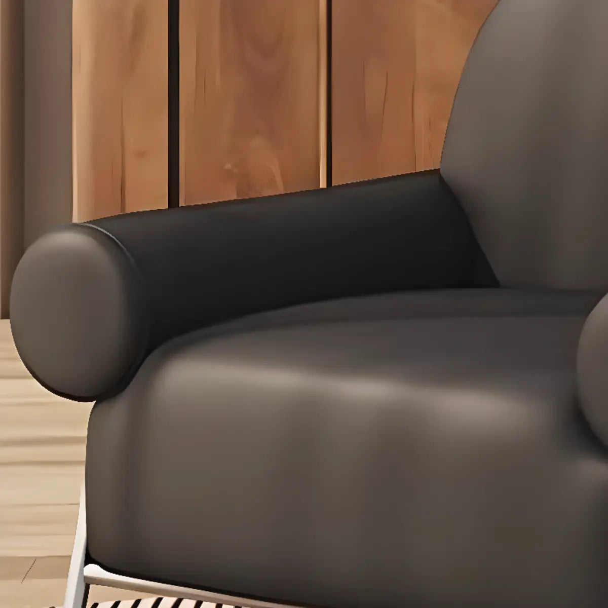 White Sherpa Arm Chair with Four Silver Legs