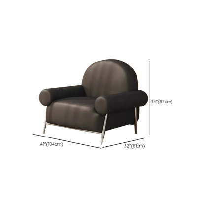 White Sherpa Arm Chair with Four Silver Legs