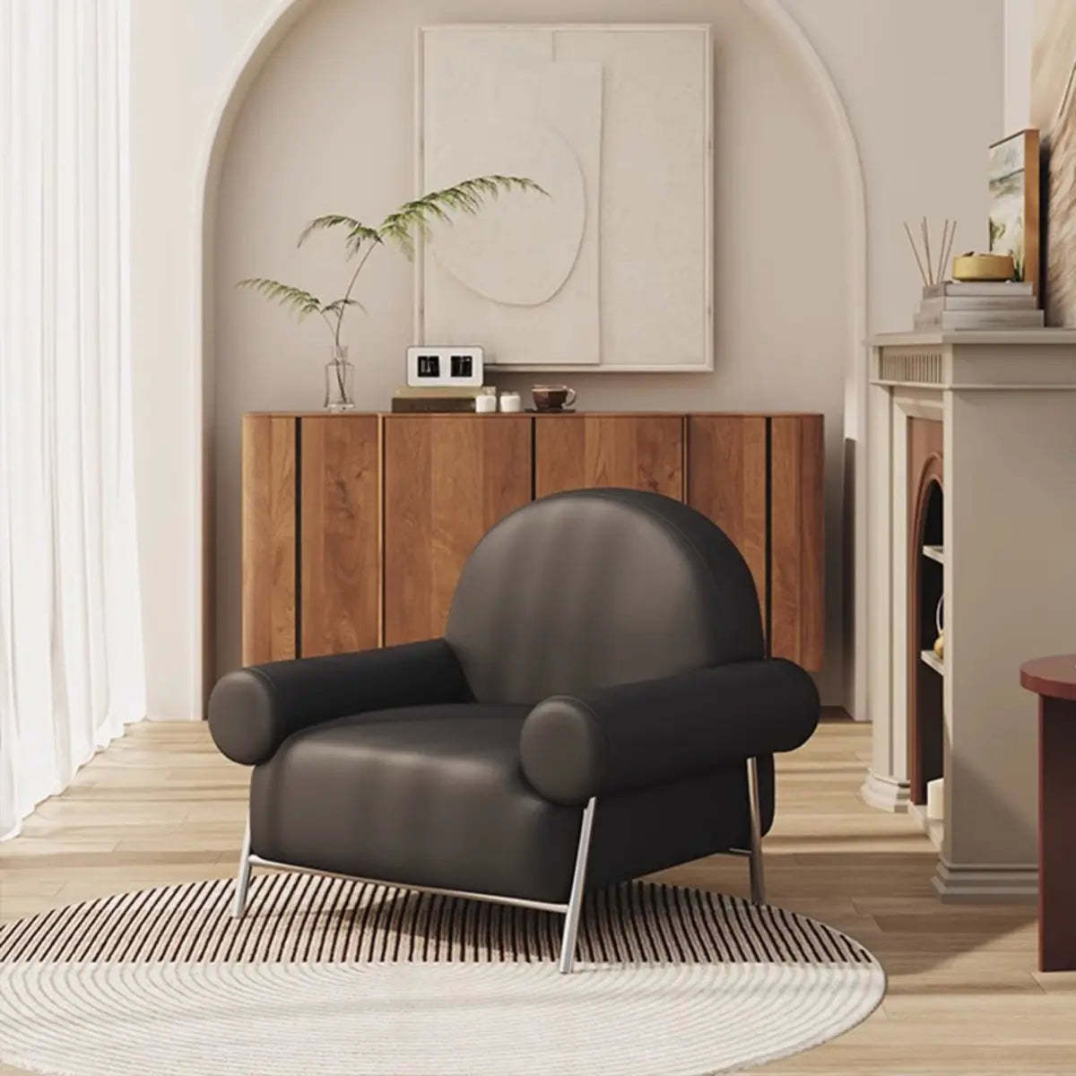 Modern legs four white leather accent chairs — Faux Leather / Black