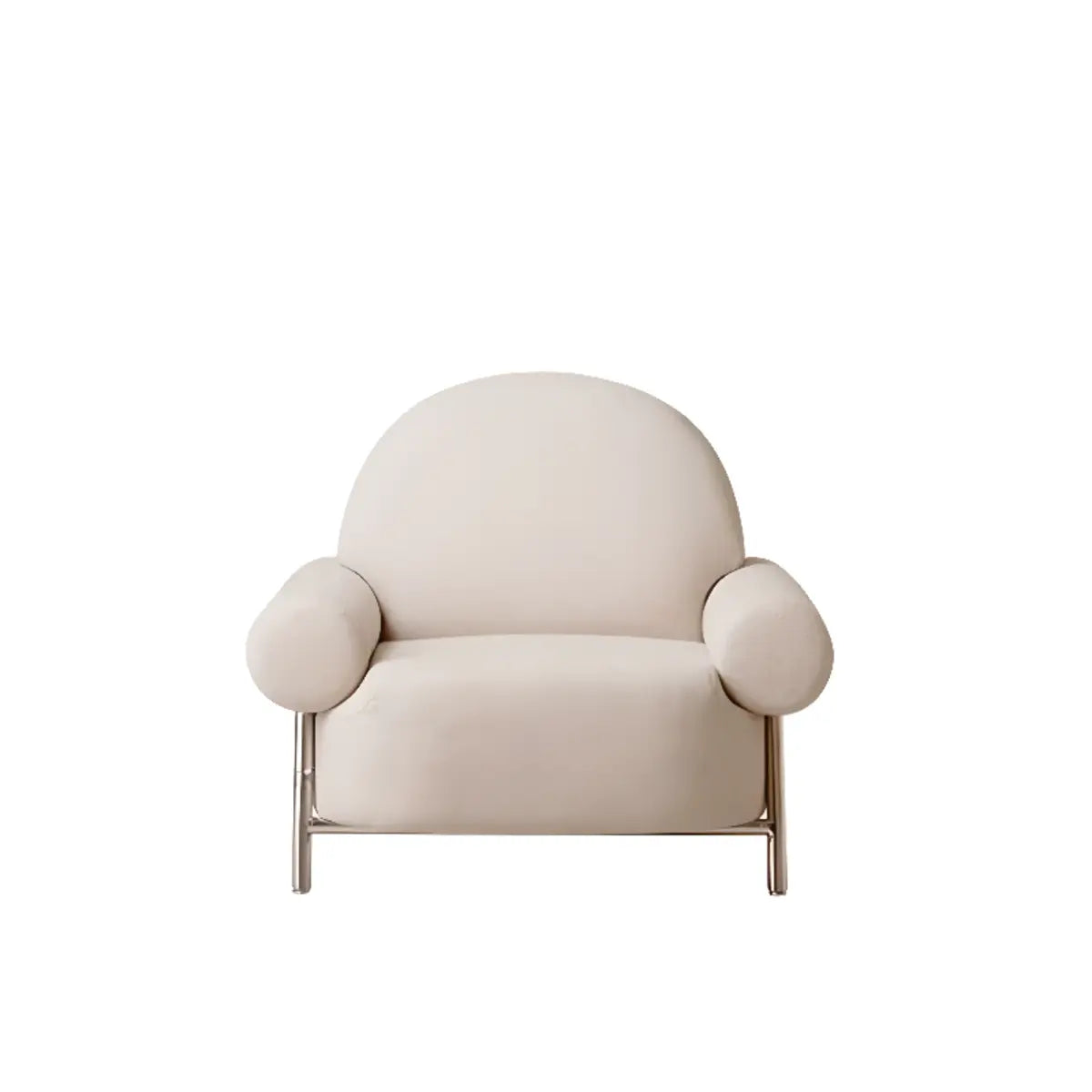 White Sherpa Arm Chair with Four Silver Legs