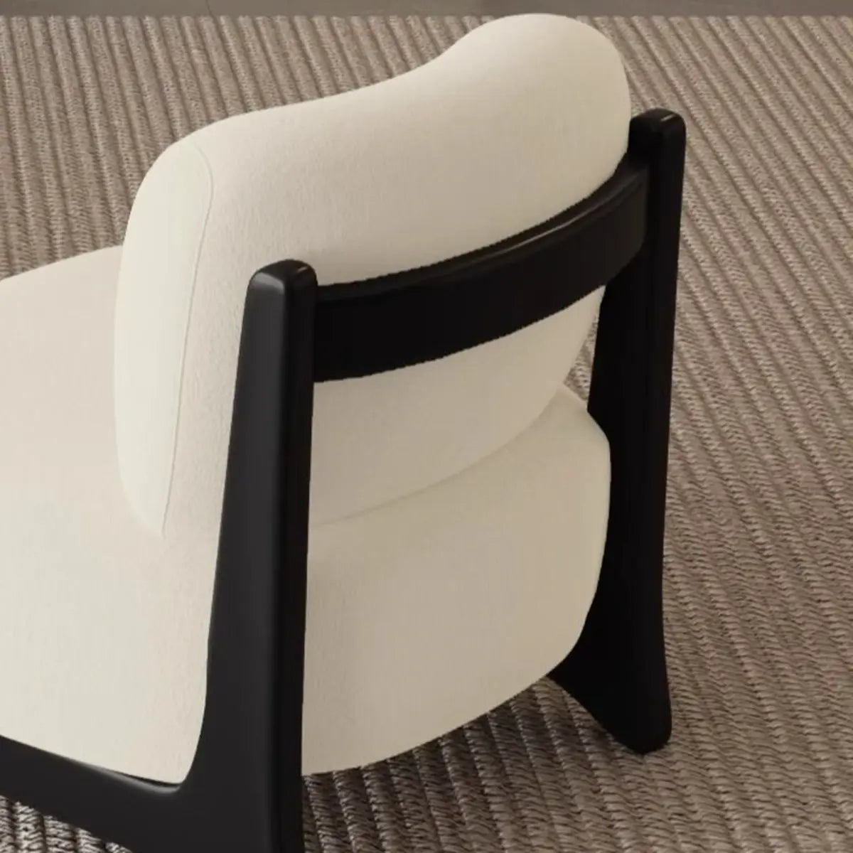 White Sherpa Black Wood Leg Slipper Chair