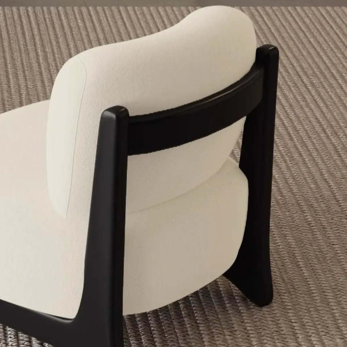 White Sherpa Black Wood Leg Slipper Chair