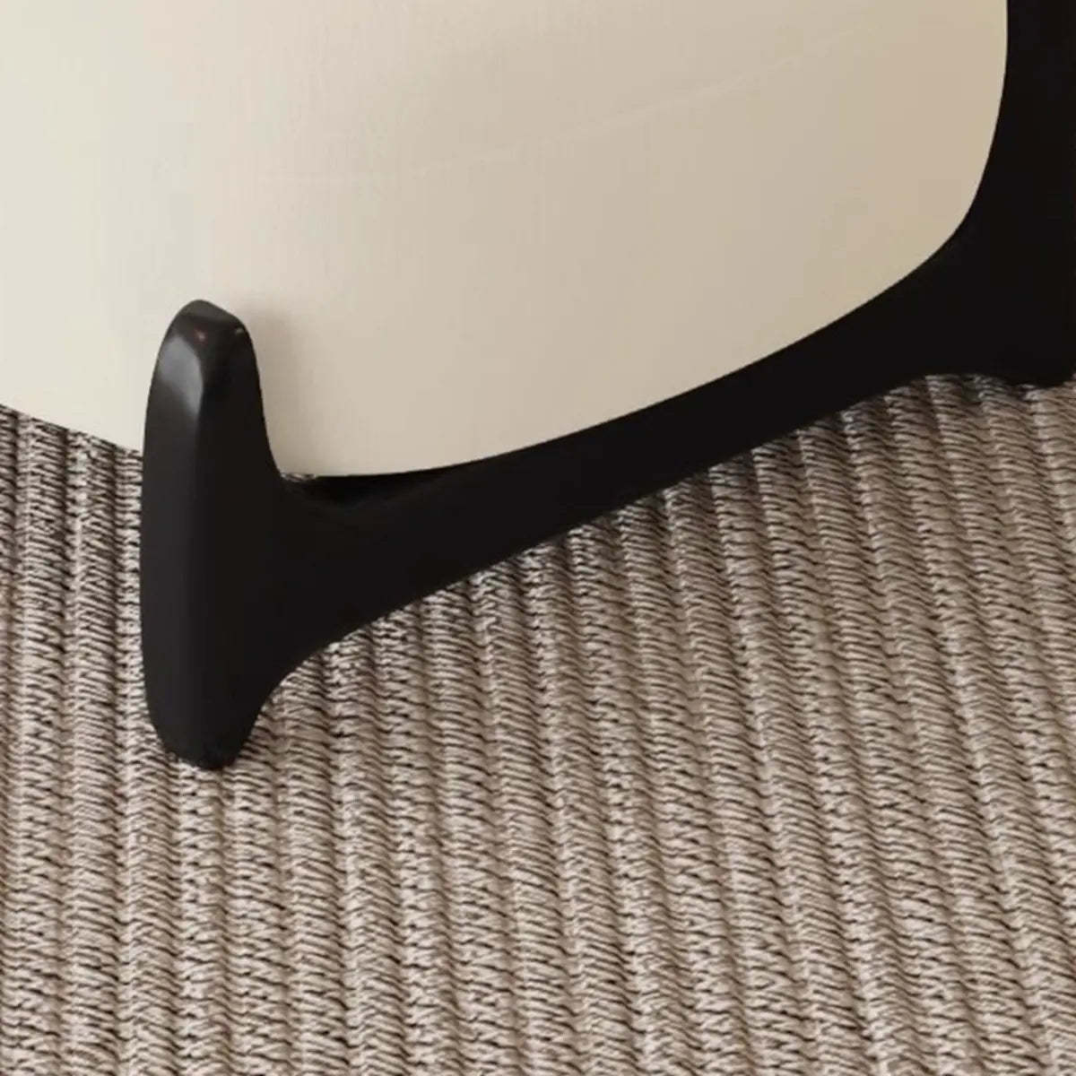 White Sherpa Black Wood Leg Slipper Chair