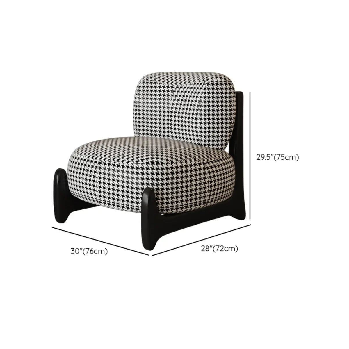 White Sherpa Black Wood Leg Slipper Chair