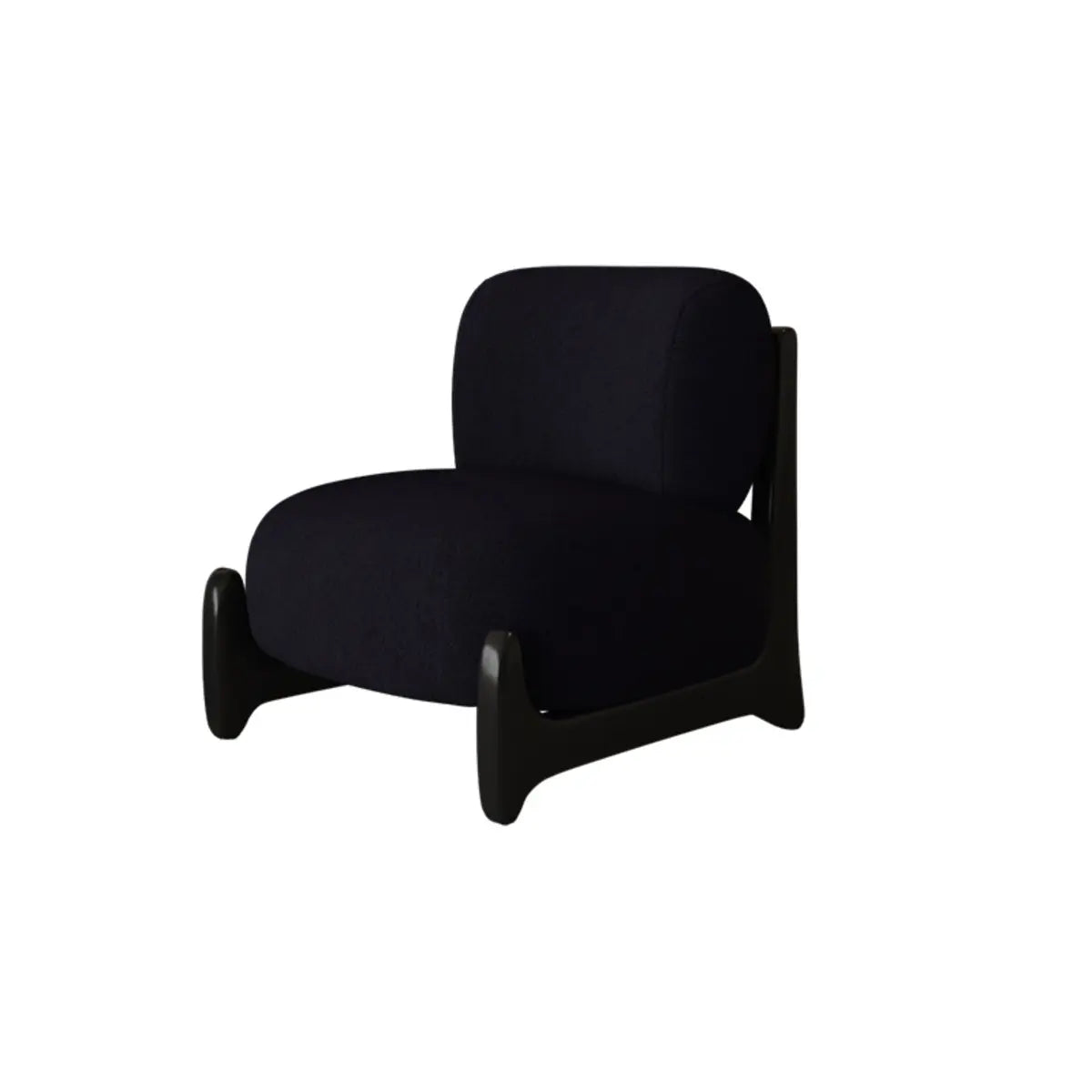 White Sherpa Black Wood Leg Slipper Chair