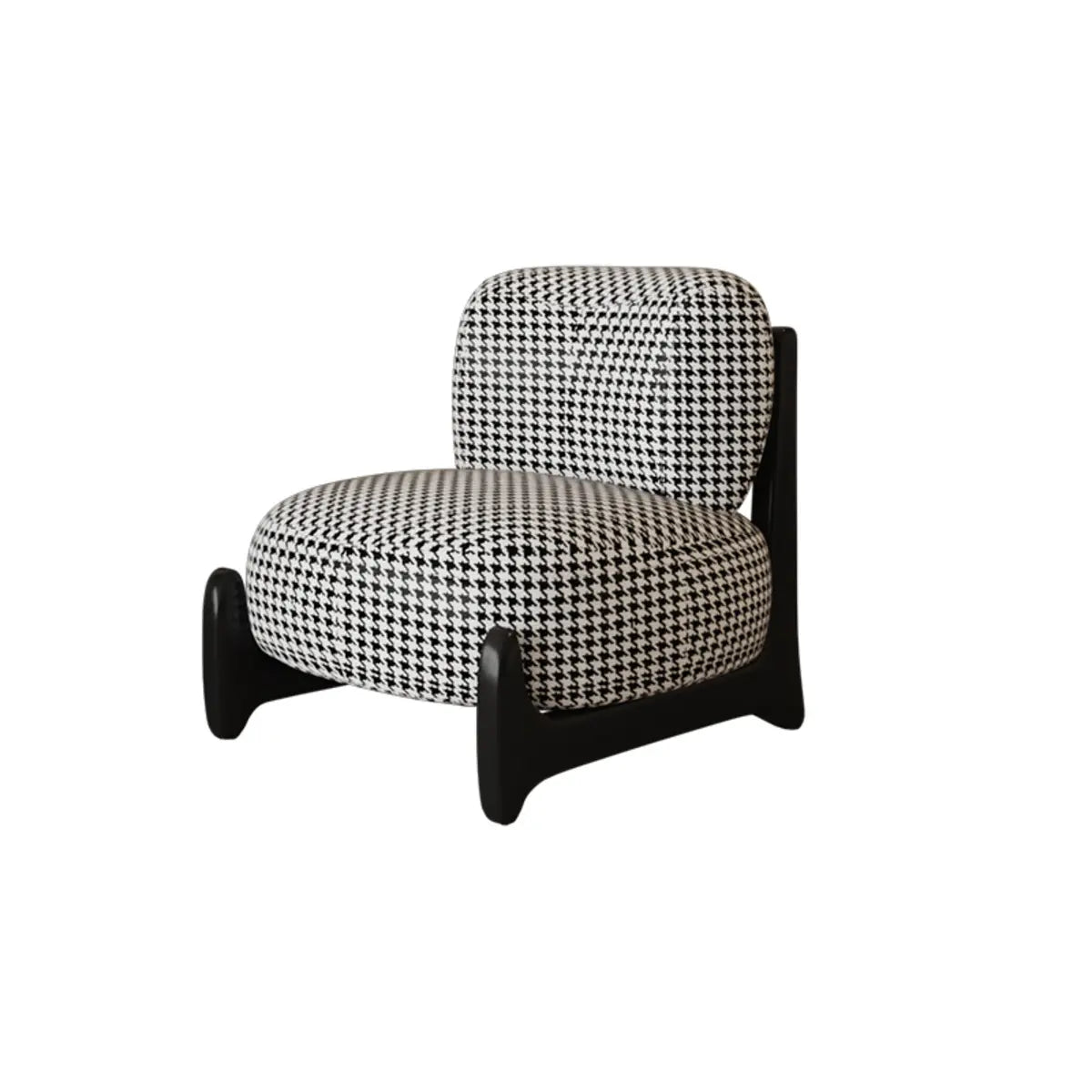 White Sherpa Black Wood Leg Slipper Chair