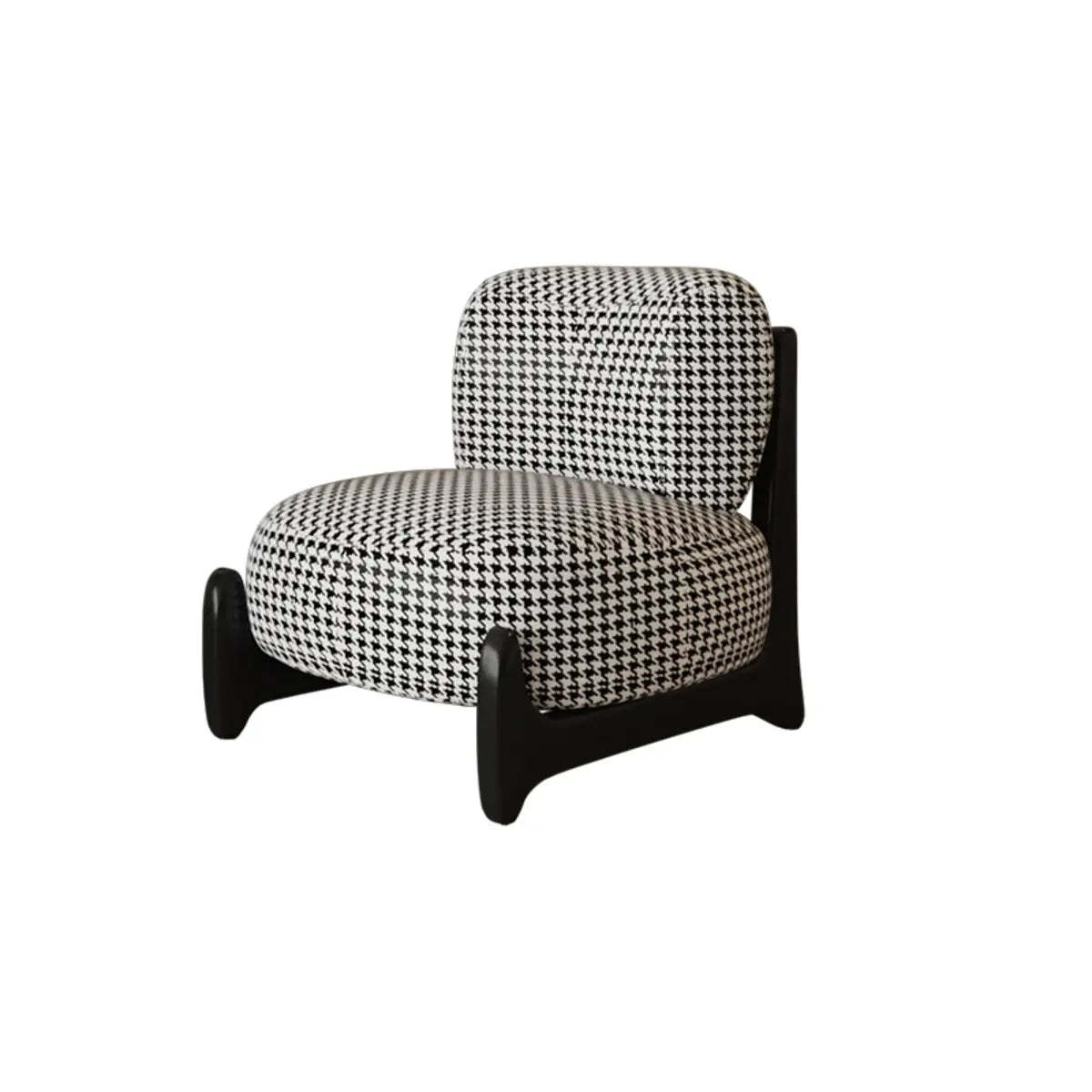 White Sherpa Black Wood Leg Slipper Chair